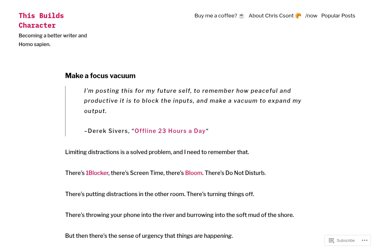 This Builds Character – Becoming a better writer and Homo sapien.