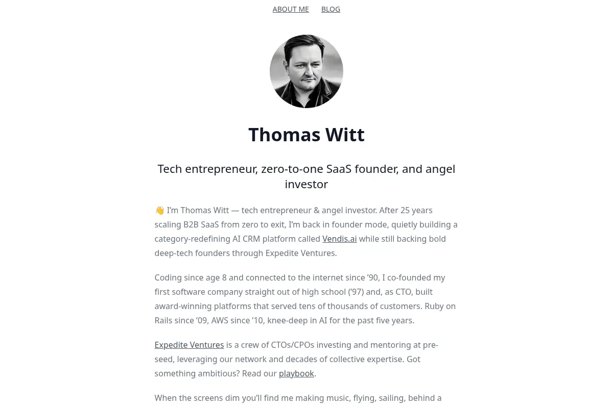 Thomas Witt: Tech Entrepreneur & Angel Investor