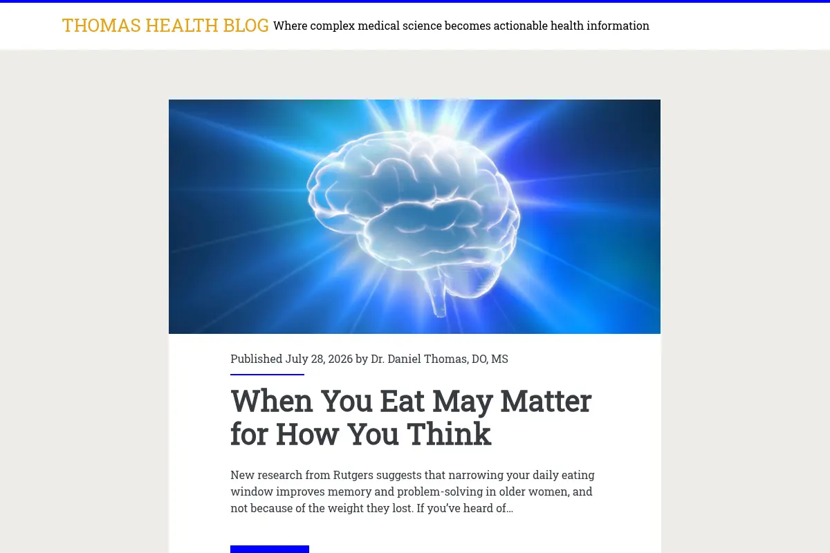 THOMAS HEALTH BLOG - Where complex medical science becomes actionable health information