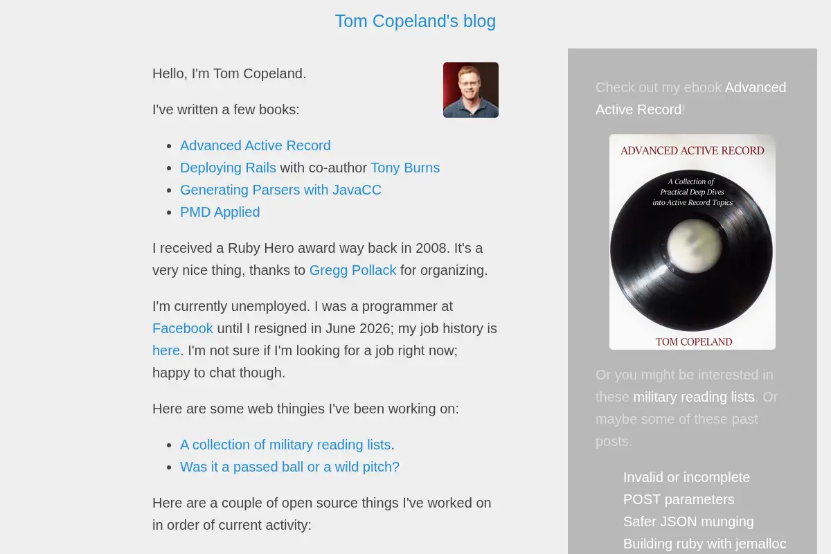 Tom Copeland's blog