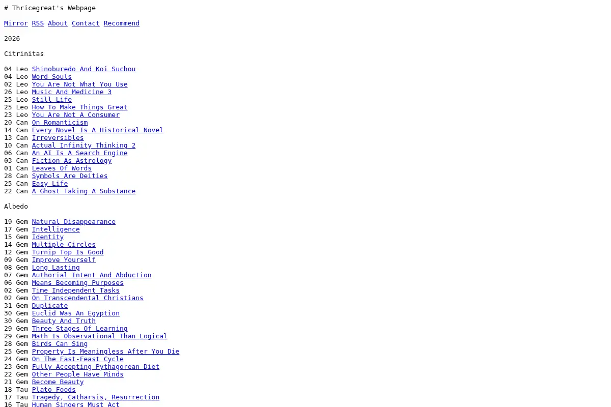 Thricegreat's Webpage