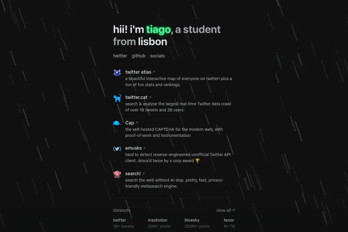 tiago's website
