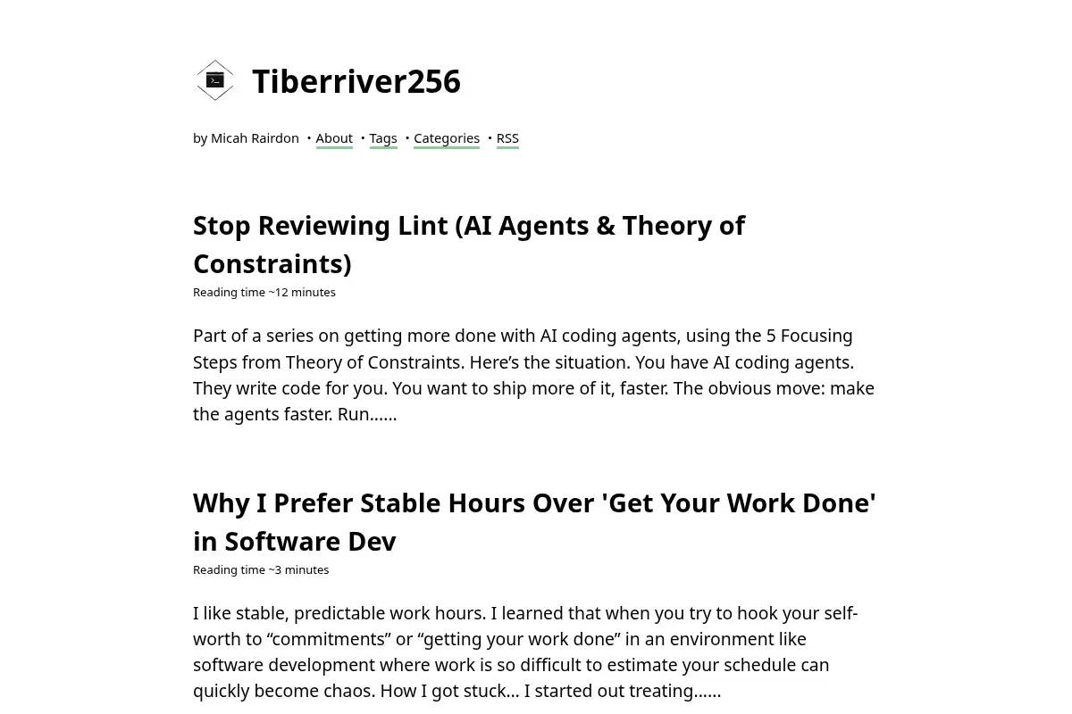 Tiberriver256: A blog by Micah Rairdon