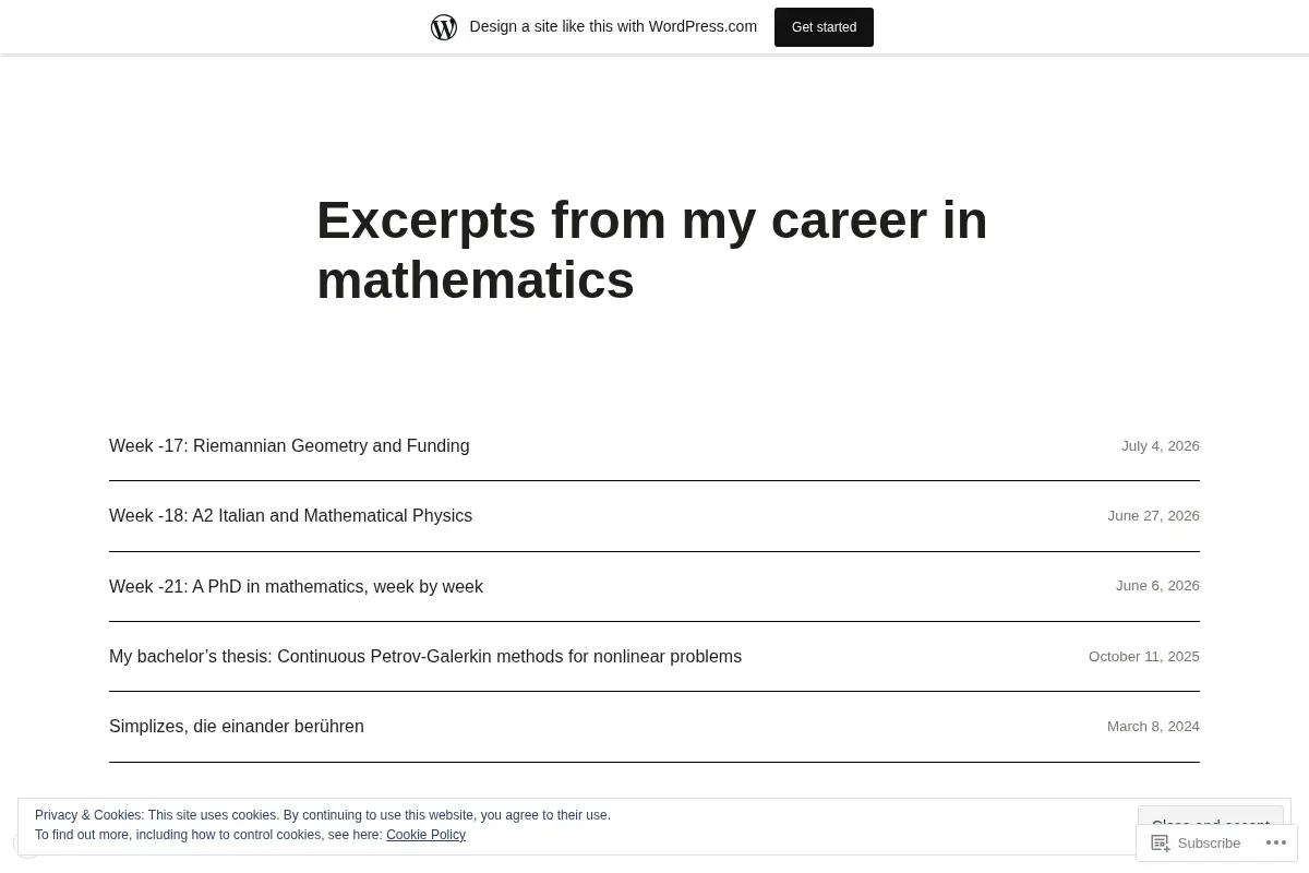 Excerpts from my career in mathematics