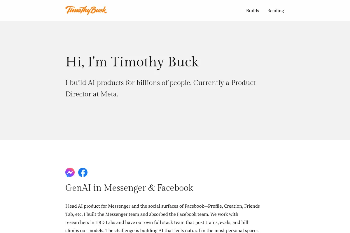 Timothy Buck — Product Director at Meta