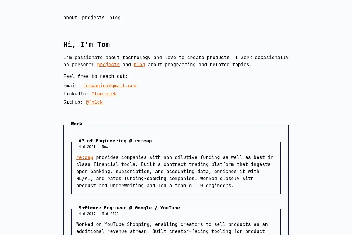 Tom Nick's Personal Site
