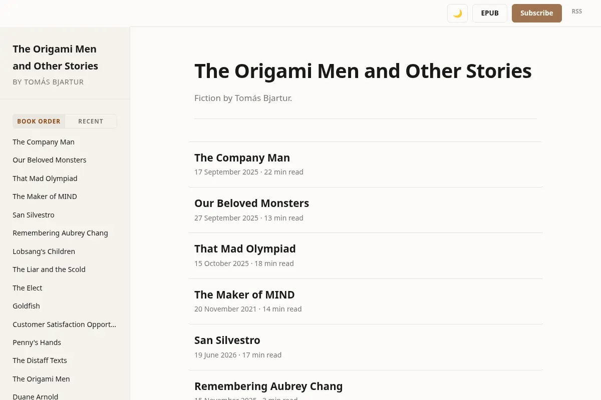 The Origami Men and Other Stories · by Tomás Bjartur