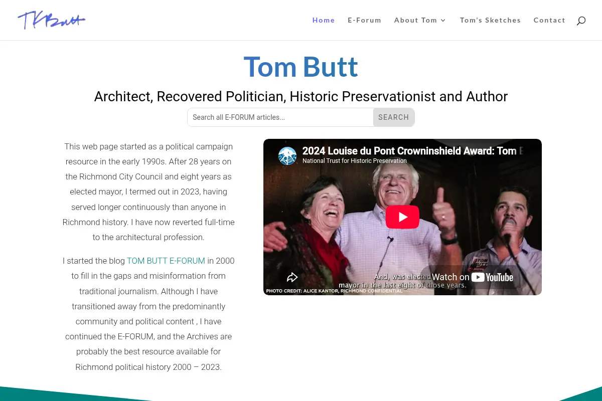 Tom Butt | Richmond Resident, Mayor, Environmentalist, Historian