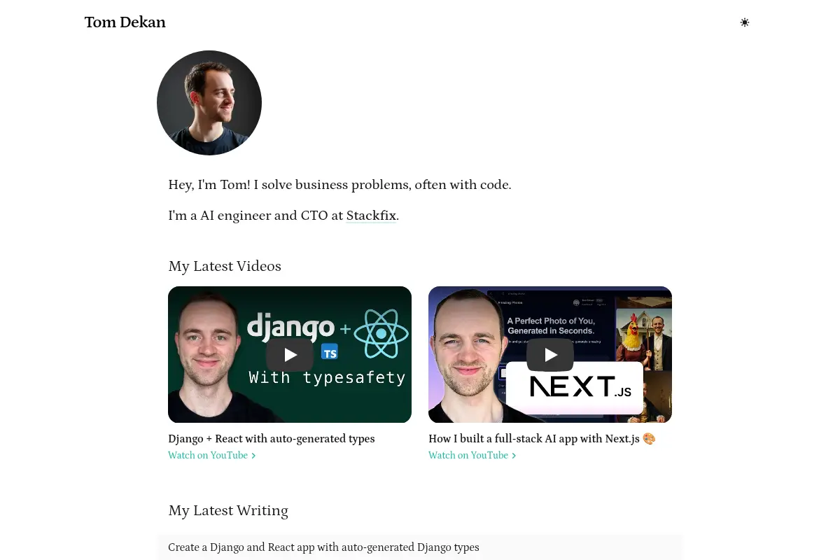 Tom Dekan's site