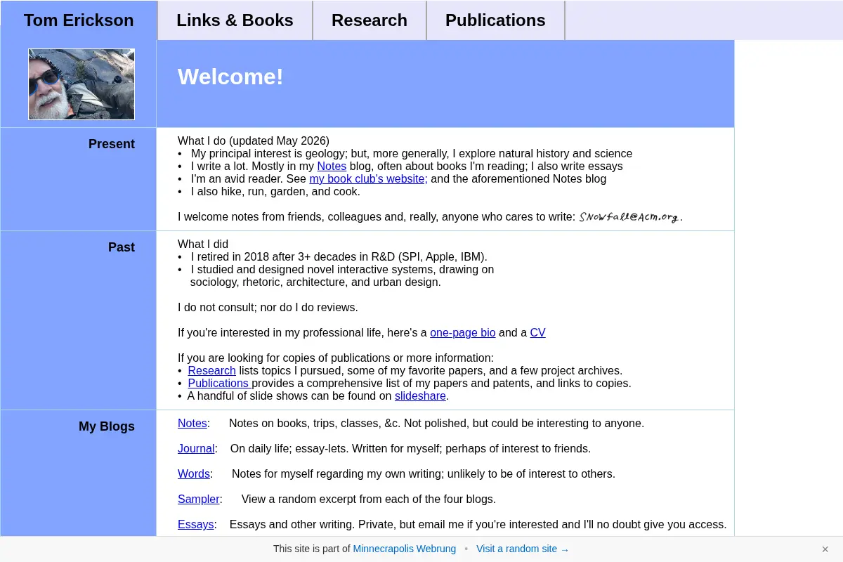 Tom's place: Literature & Geology; HCI archives.