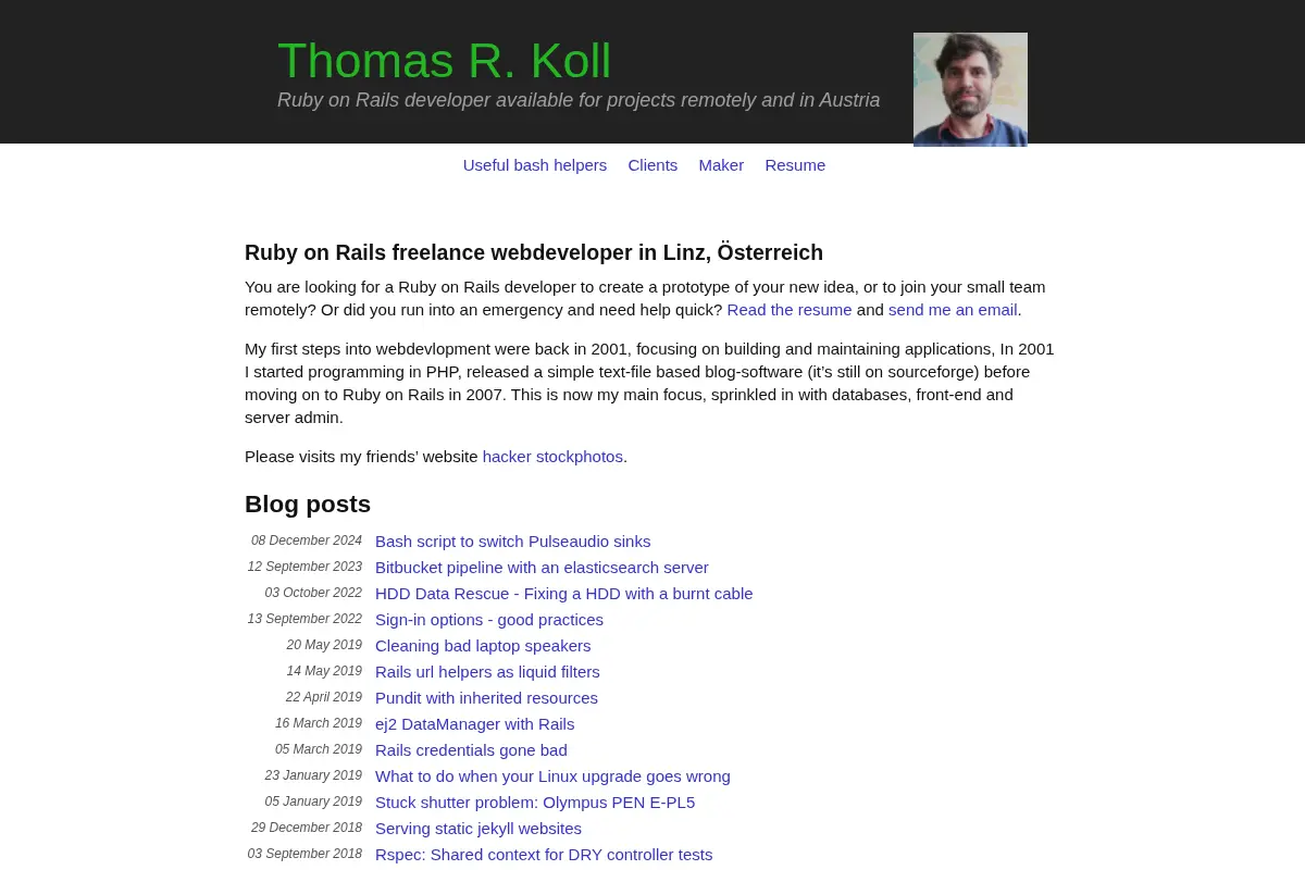 Thomas R. Koll | Ruby on Rails developer available for projects remotely and in Austria