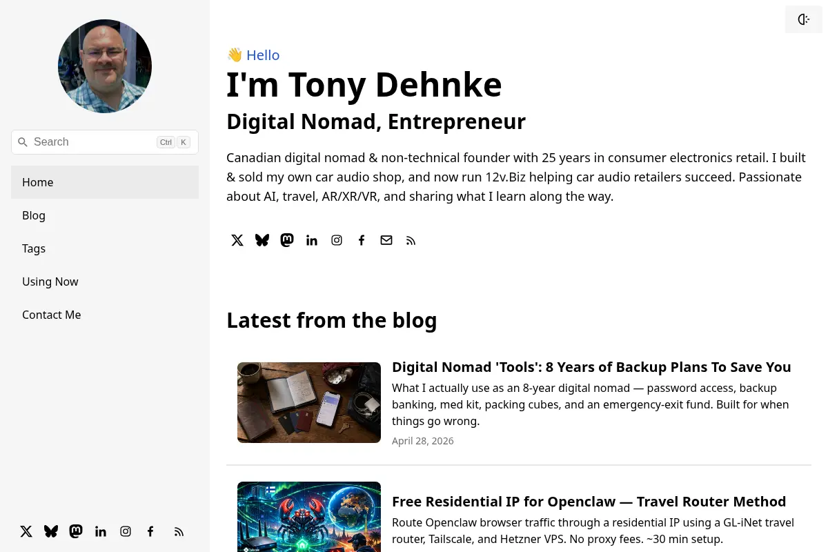 Tony Dehnke - Canadian Digital Nomad & Entrepreneur