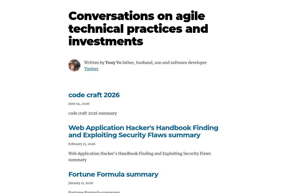 Conversations on Agile Technical Practices and Investments