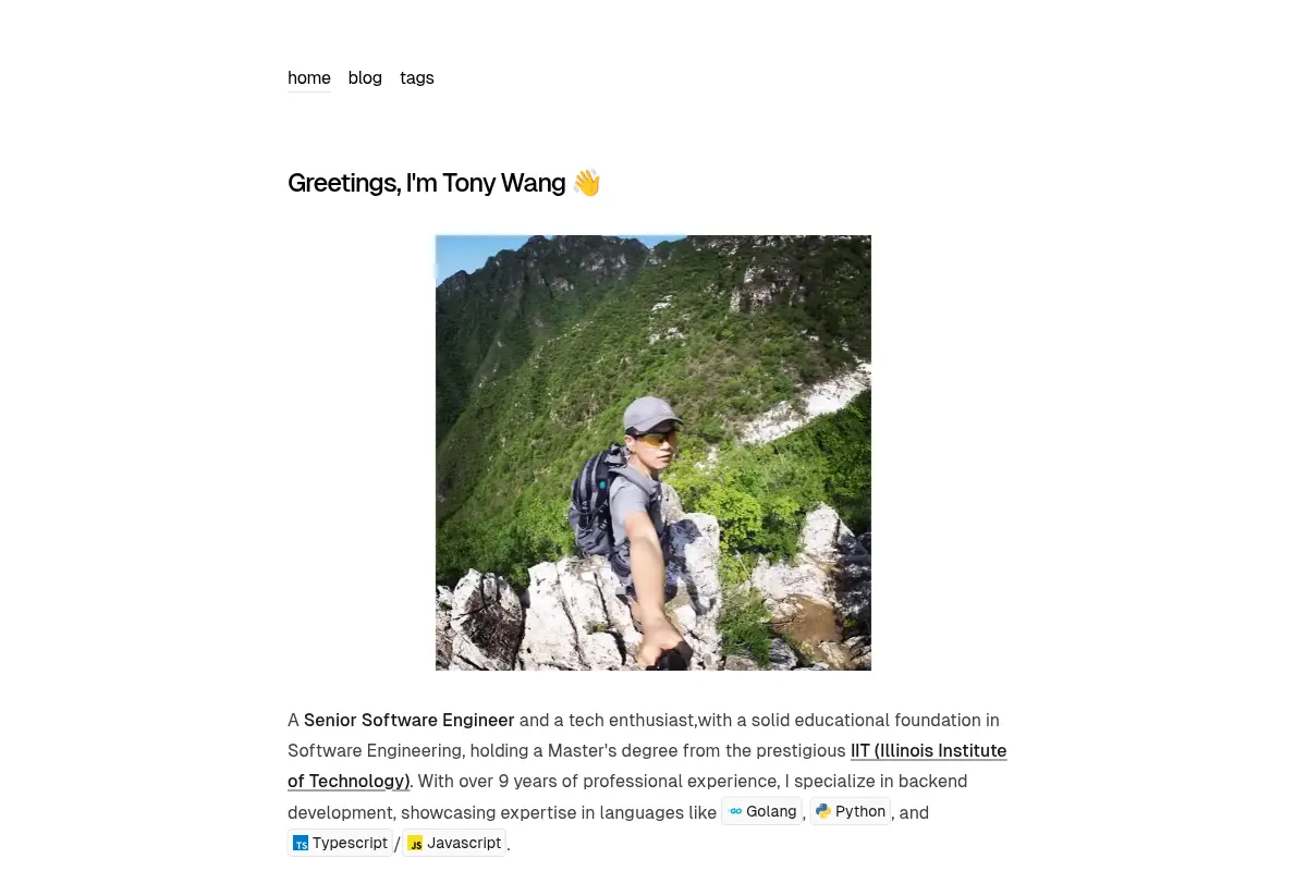 Tony Wang, A Software Engineer