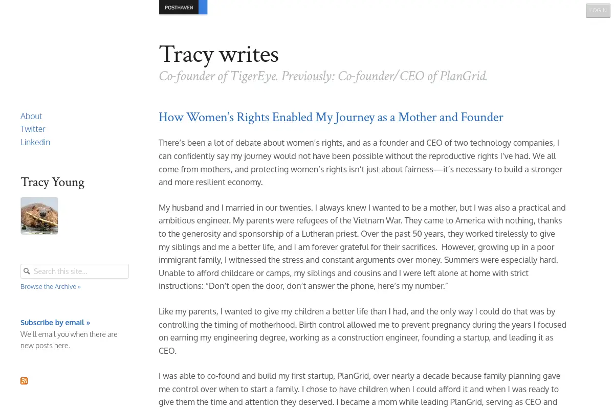 Tracy writes
