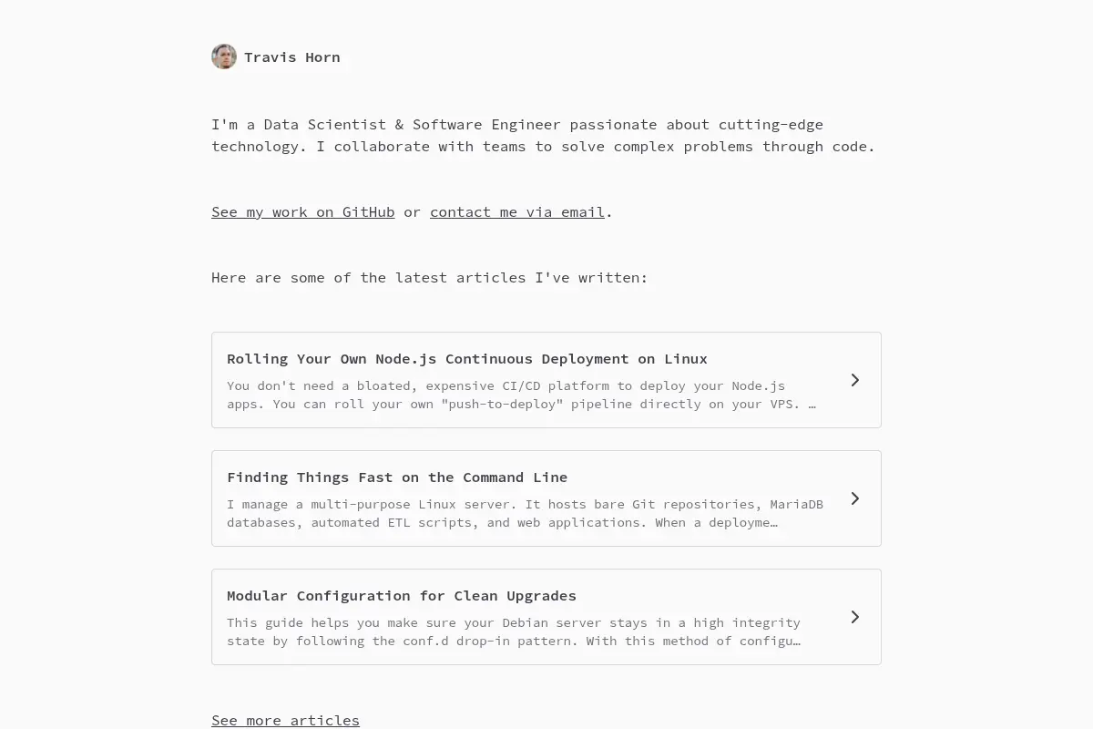 Travis Horn - Data Scientist and Software Engineer
