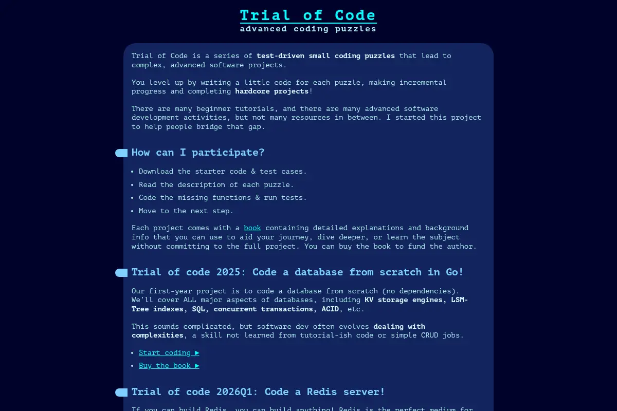 Trial of Code - advanced coding puzzles