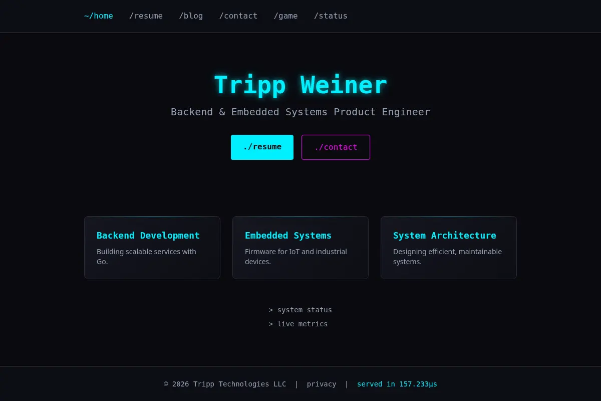 Tripp Weiner - Backend & Embedded Systems Engineer