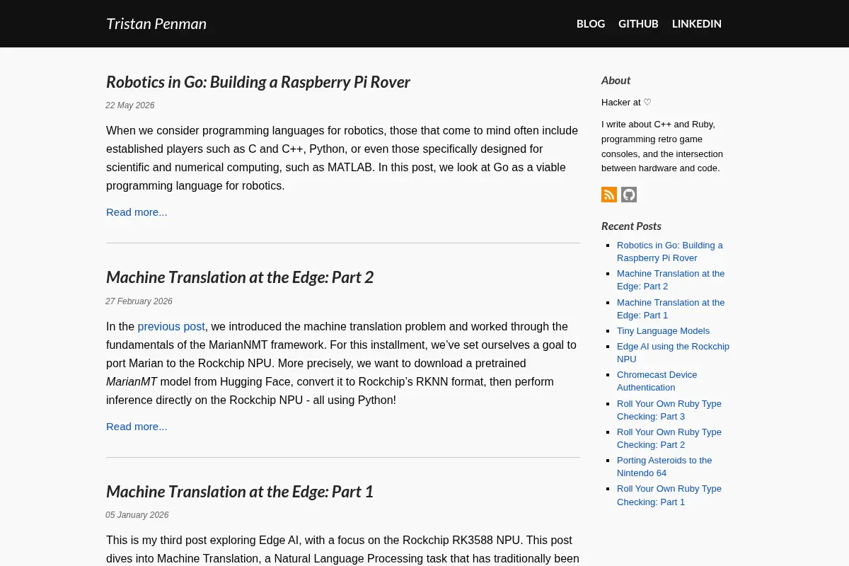 Tristan Penman · Hacker at ♡