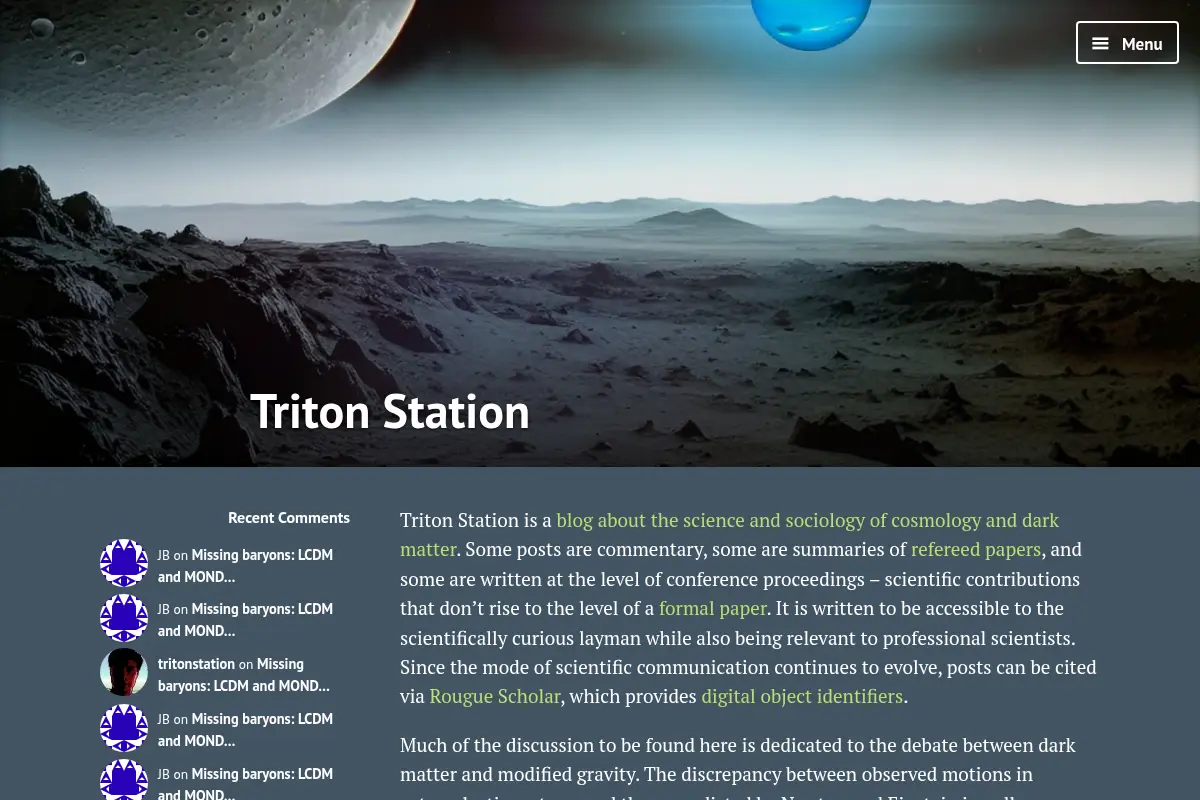 Triton Station – A Blog About the Science and Sociology of Cosmology and Dark Matter