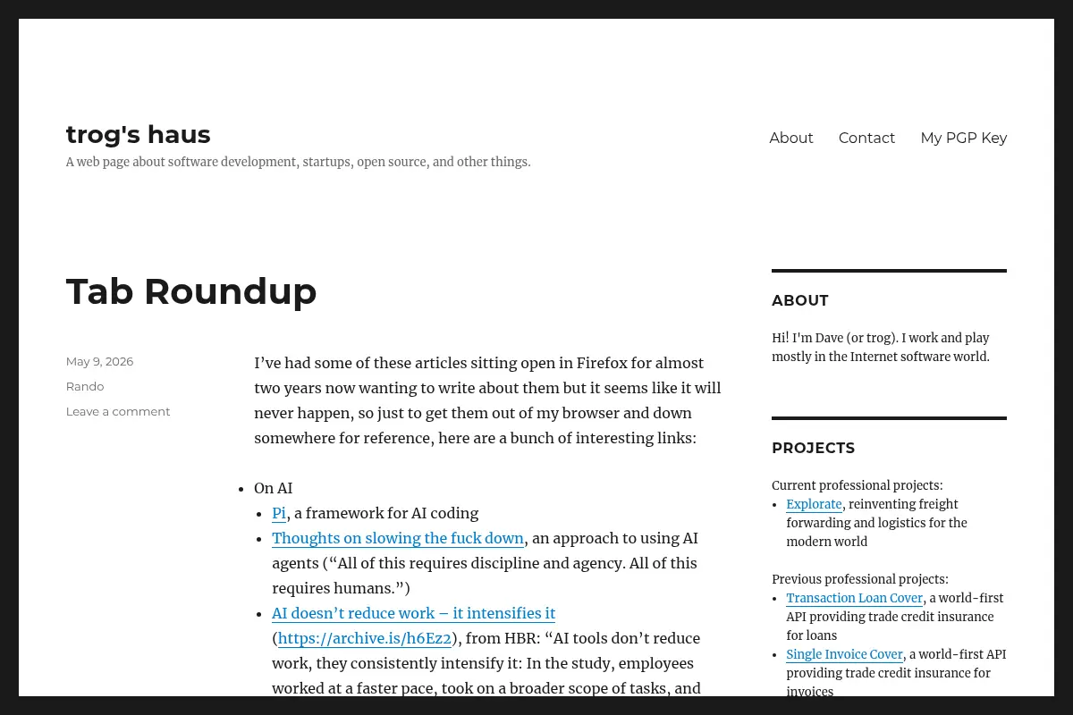 trog's haus – A web page about software development, startups, open source, and other things.
