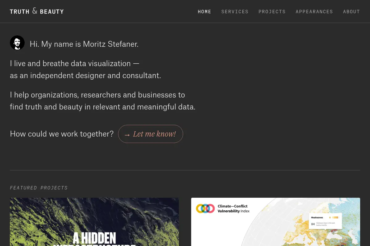 Truth & Beauty / Moritz Stefaner — independent data visualization expert