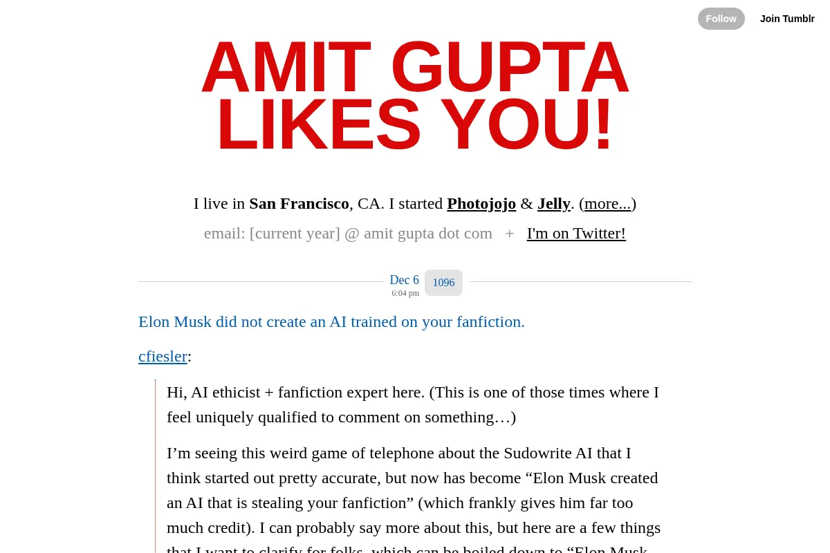 Amit Gupta likes you!