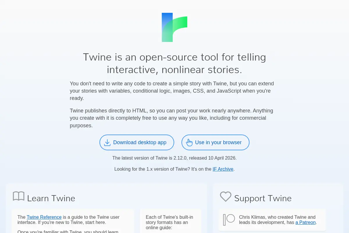 Twine / An open-source tool for telling interactive, nonlinear stories
