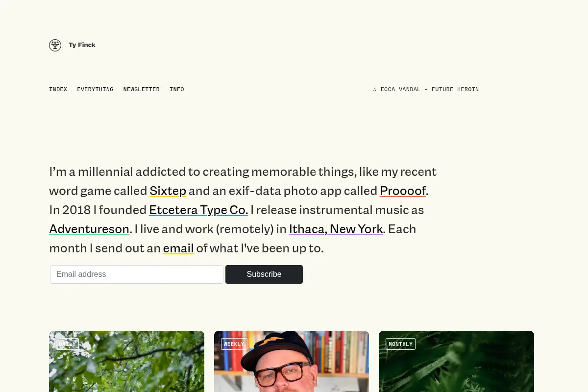Ty Finck, Graphic Design in Ithaca, New York
