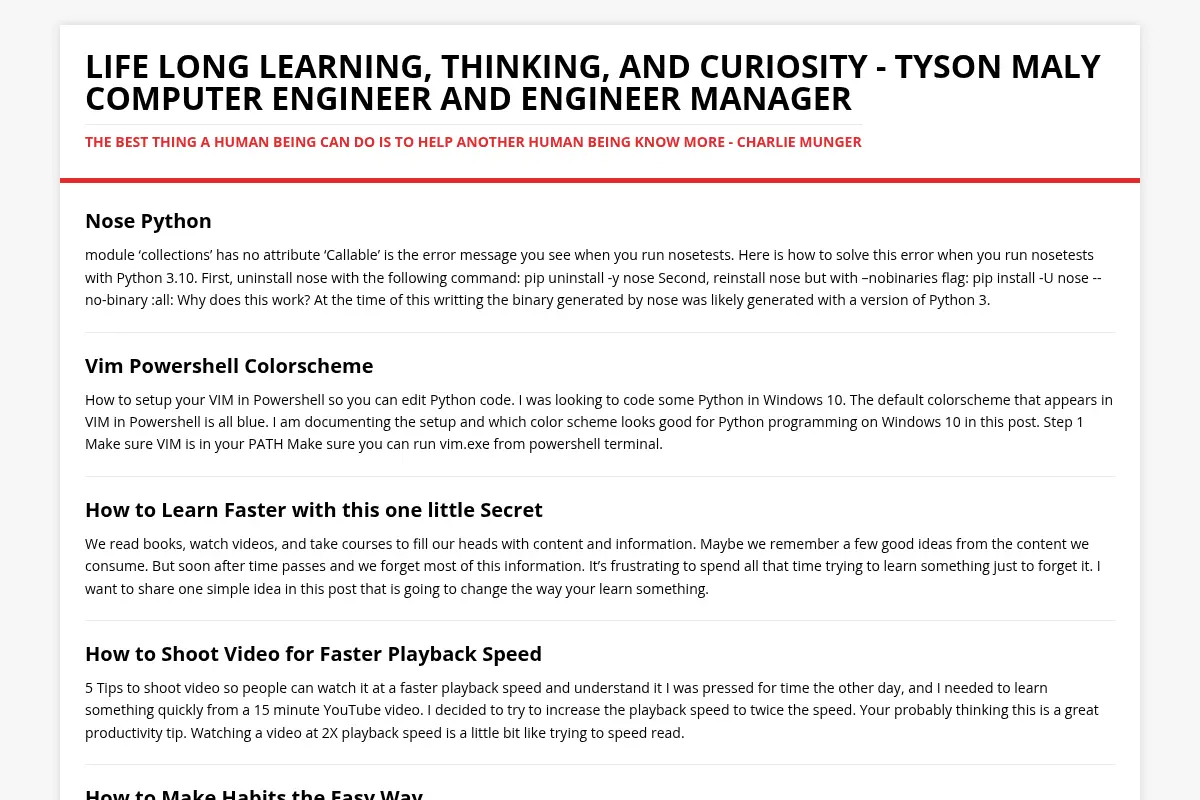 Tyson Maly - Life Long Learning and Curiosity