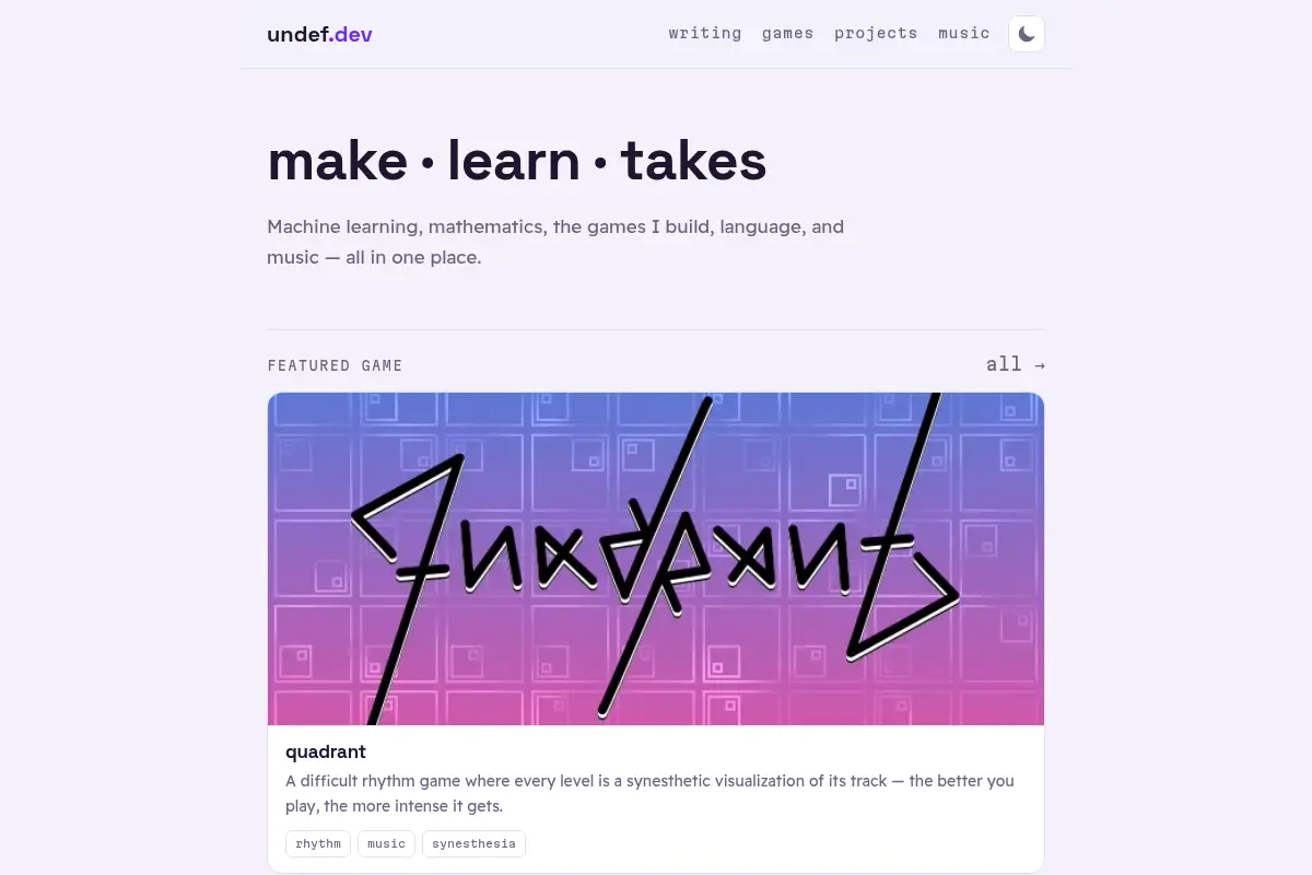 undef.dev — make · learn · takes