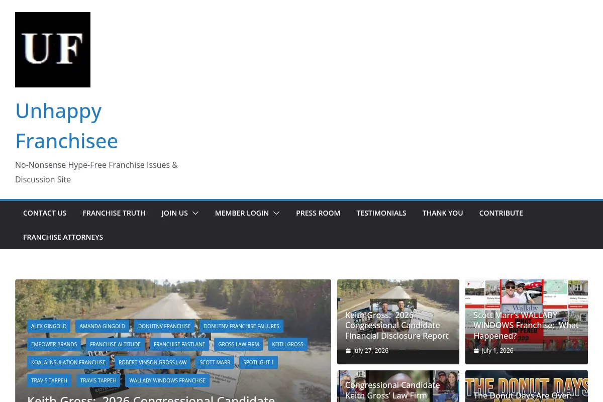 Unhappy Franchisee - No-Nonsense Hype-Free Franchise Issues & Discussion Site