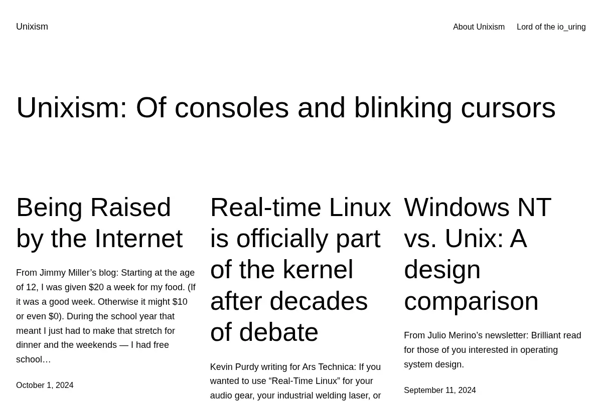 Unixism – Of consoles and blinking cursors