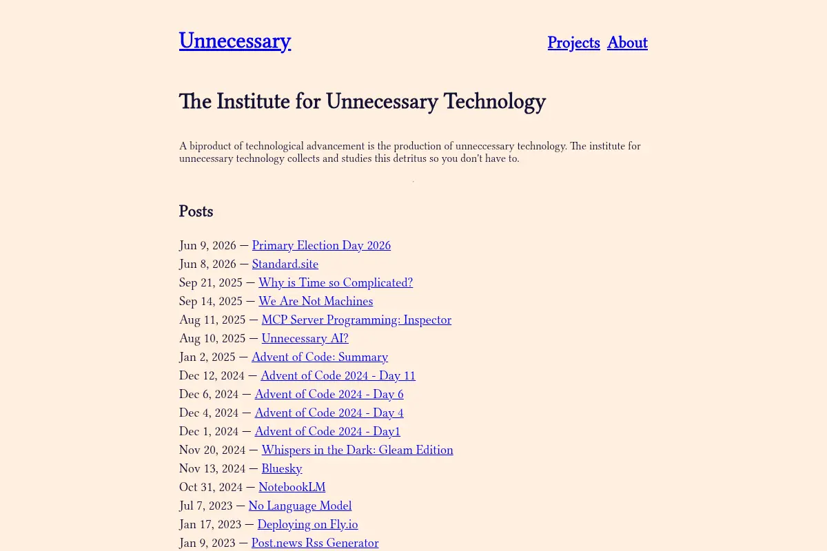 The Institute for Unnecessary Technology