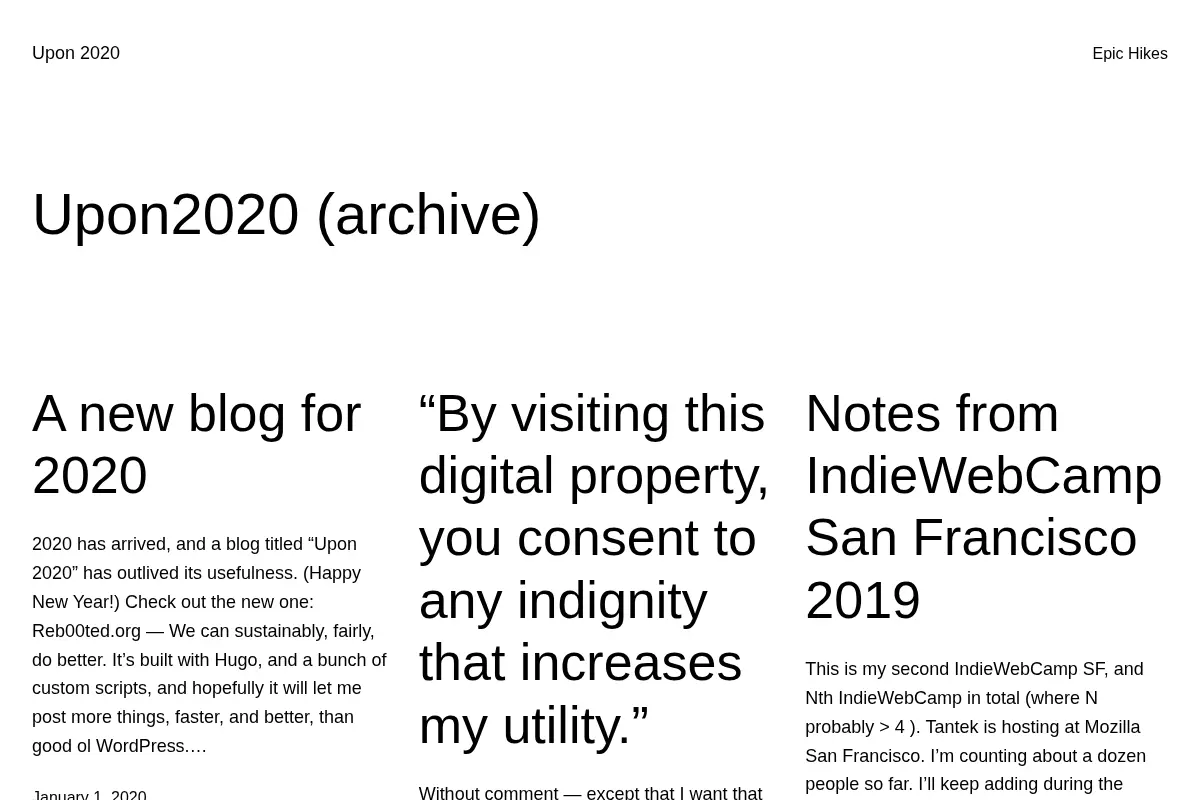 Upon 2020 – Musings by Johannes Ernst