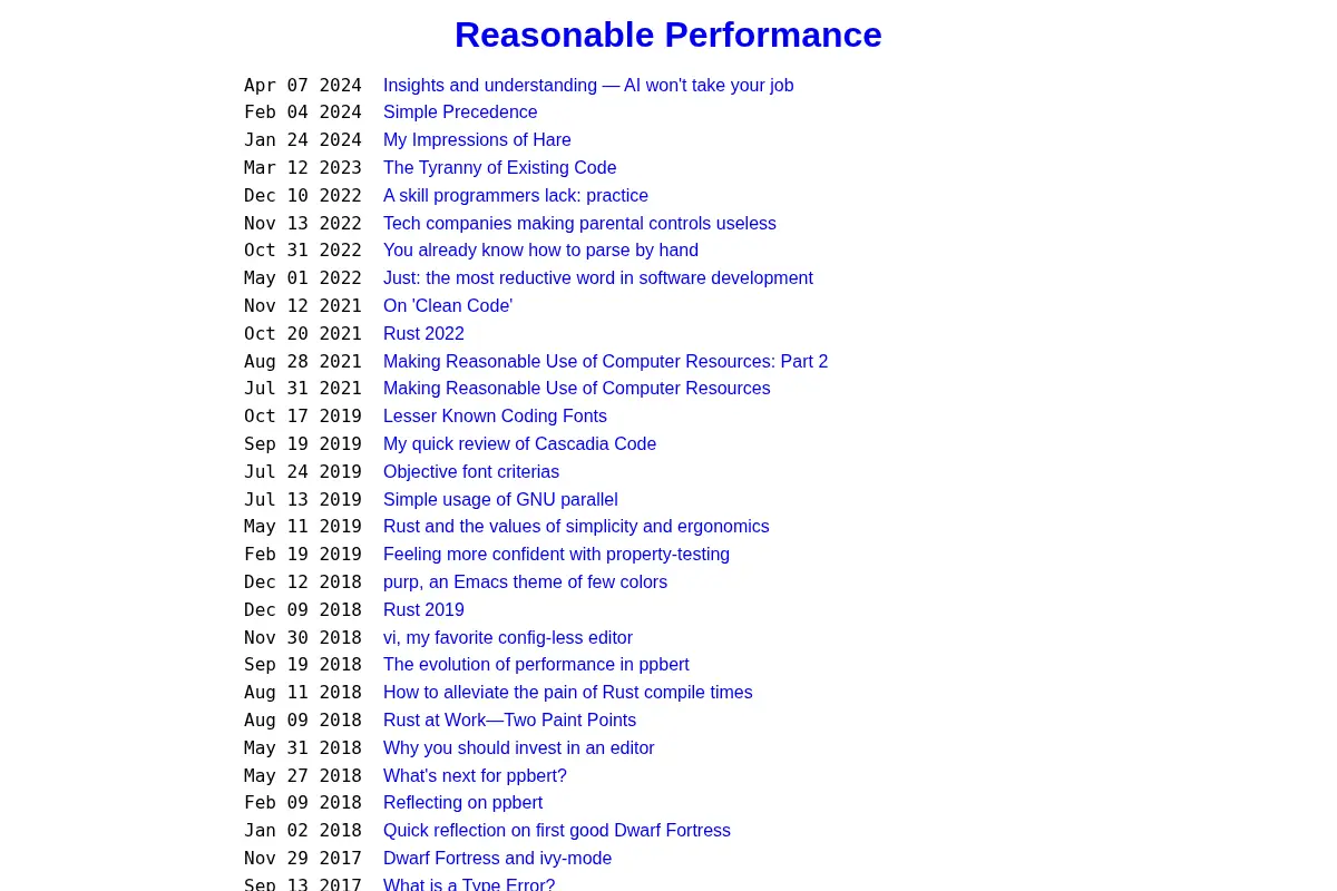 Reasonable Performance