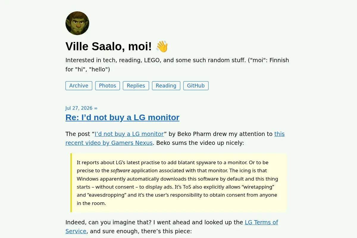 Ville Saalo, moi!