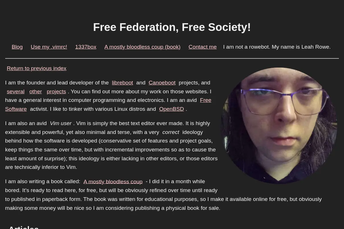 Free Federation, Free Society! - Leah Rowe's Sleepless Rants