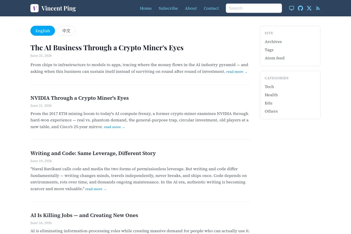 Vincent Ping — Tech, AI & Life Notes