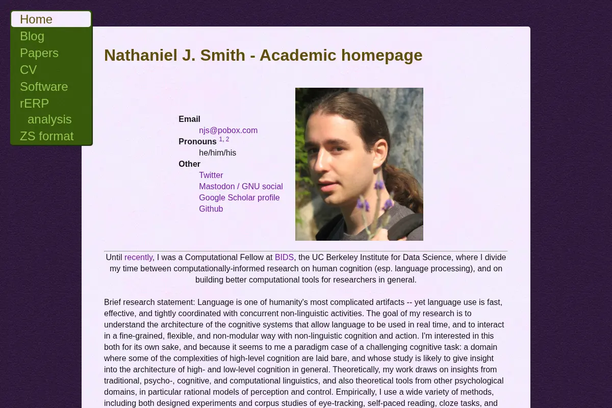 Nathaniel J. Smith: Academic homepage