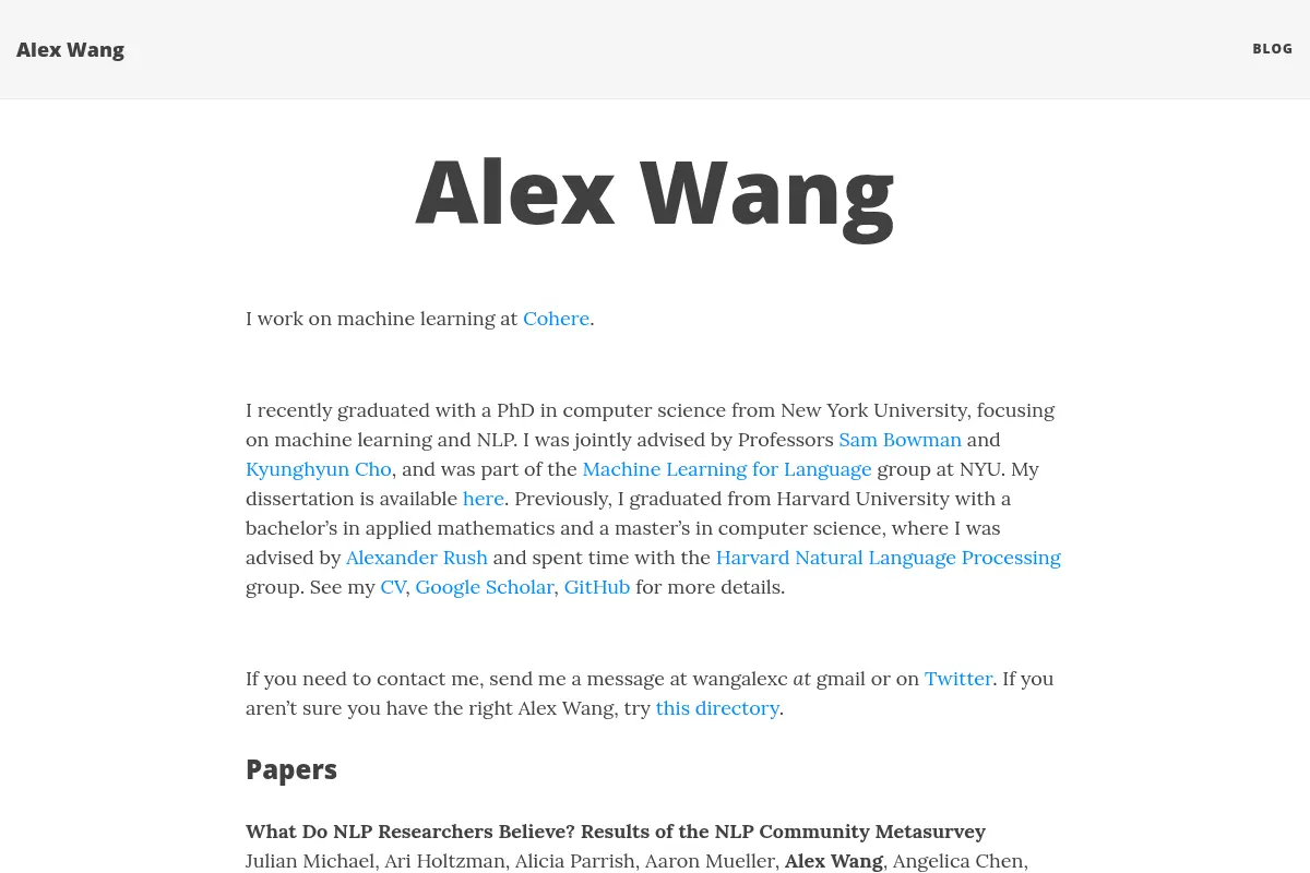 Alex Wang - Personal Site