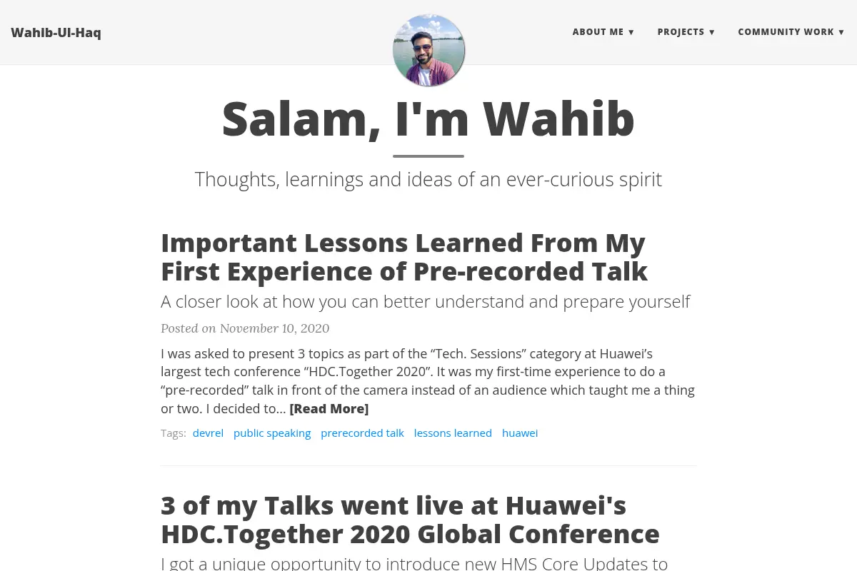 Wahib-Ul-Haq - A Personal Website and Blog !