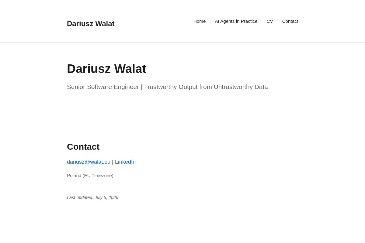 Dariusz Walat - Senior Software Engineer | Trustworthy Output from Untrustworthy Data