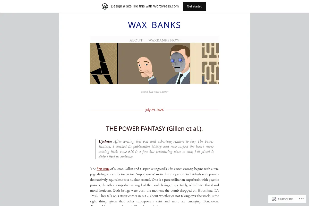 wax banks | second-best since Cantor