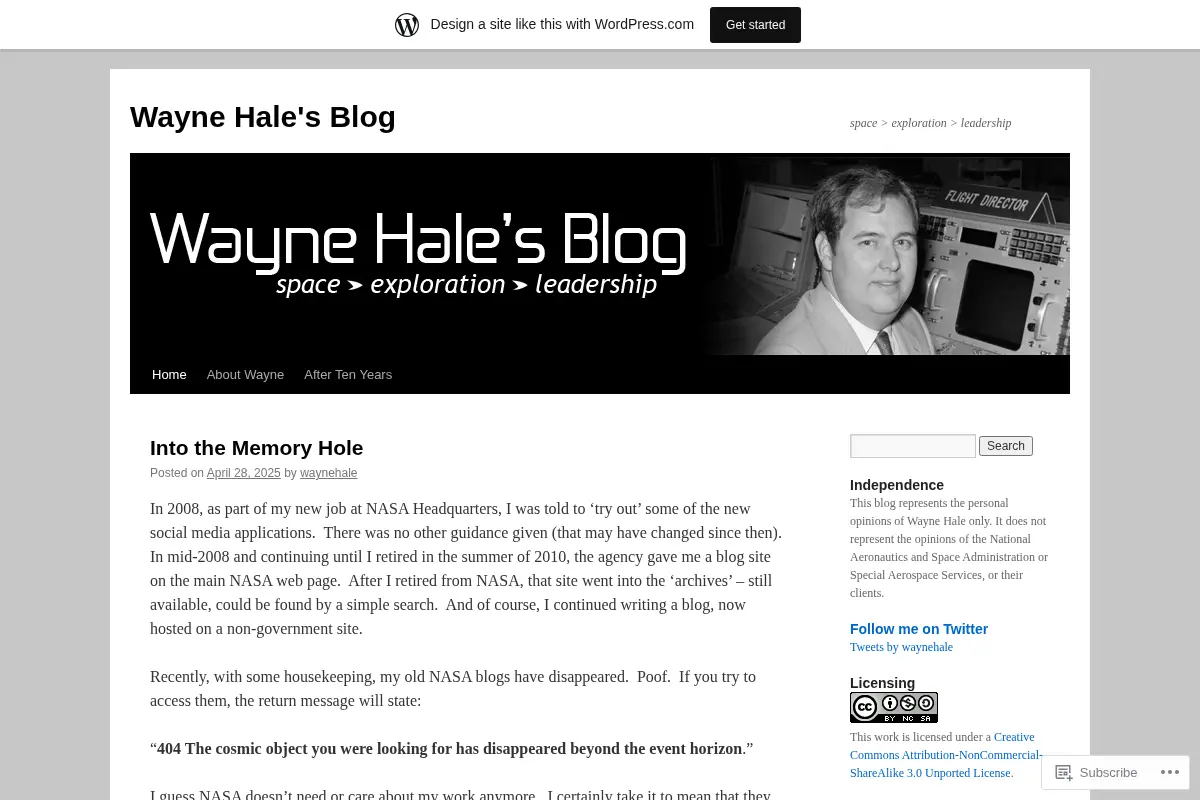 Wayne Hale's Blog