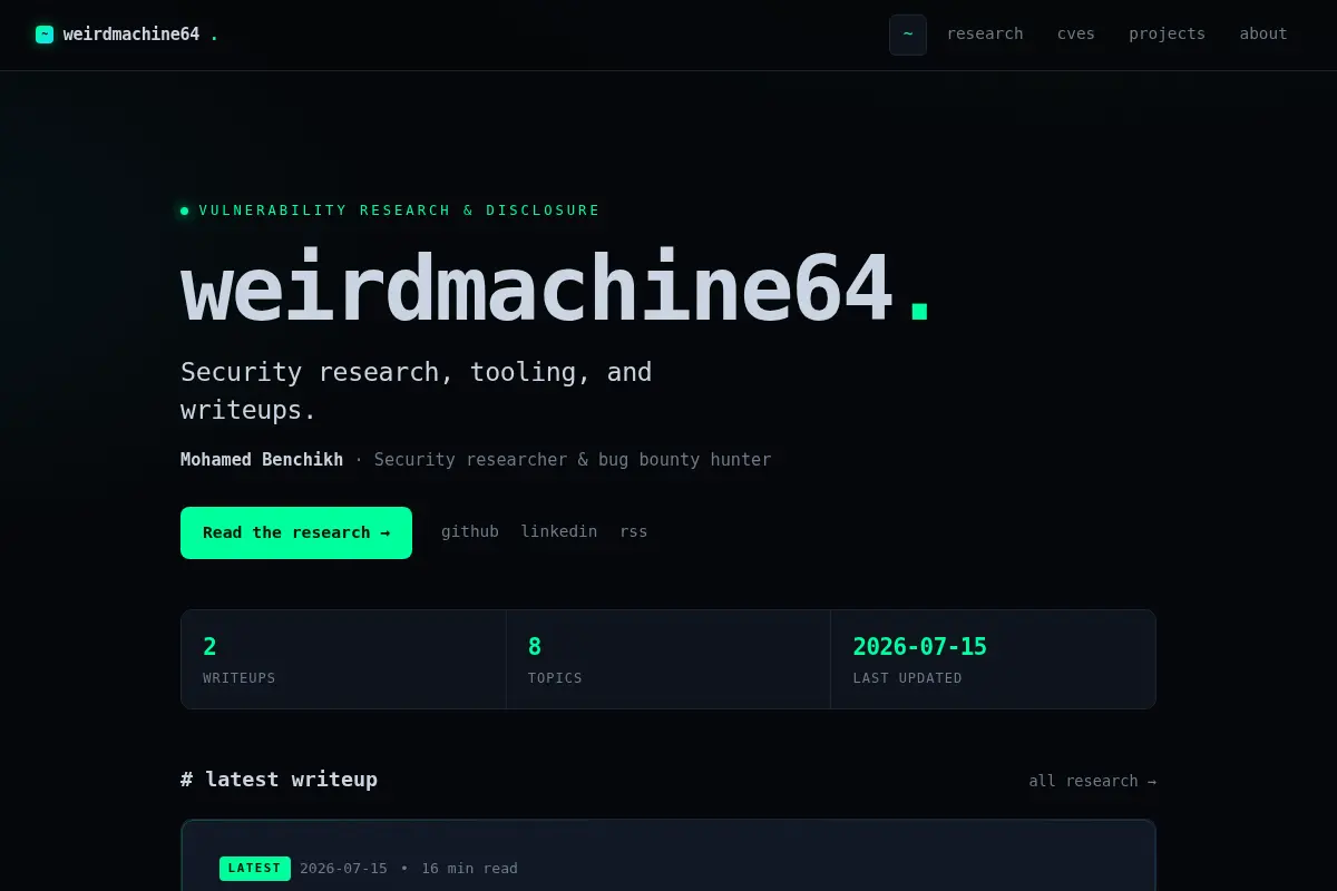 weirdmachine64 // security research