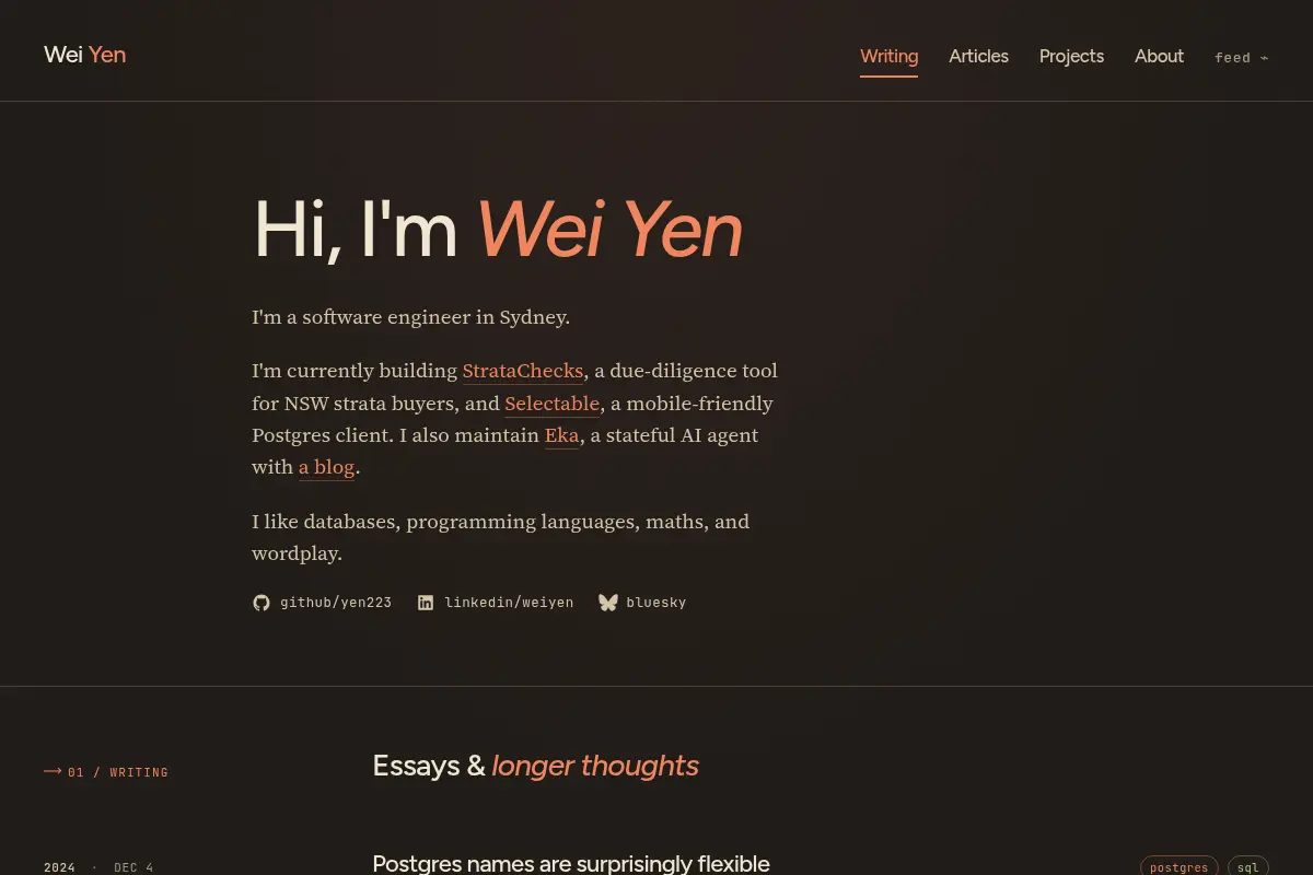 Wei Yen's Personal Site