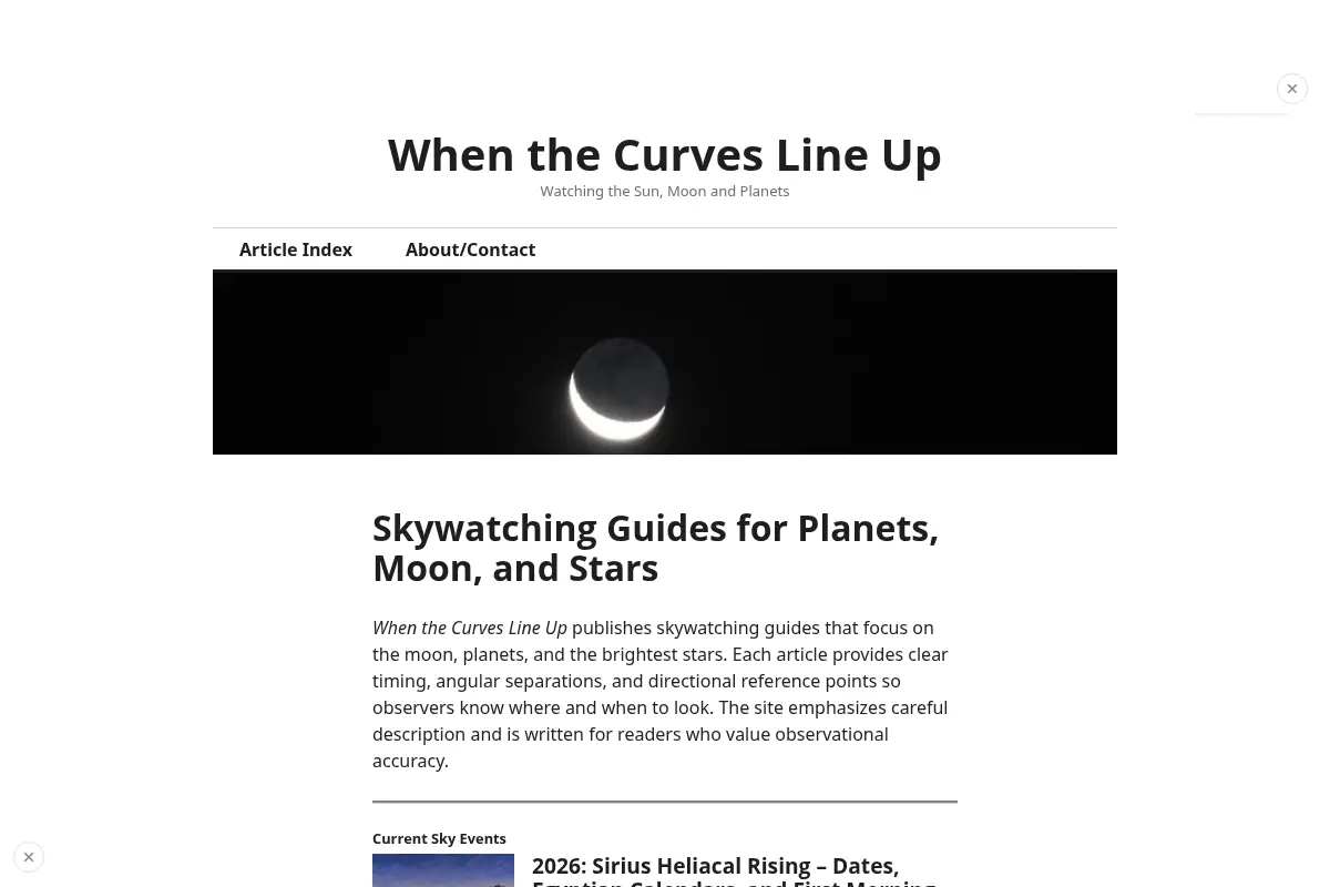 Skywatching Guides for Planets, Moon, and Stars - When the Curves Line Up