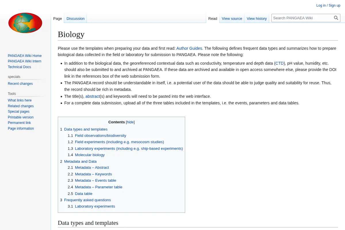 Biology - PANGAEA Wiki