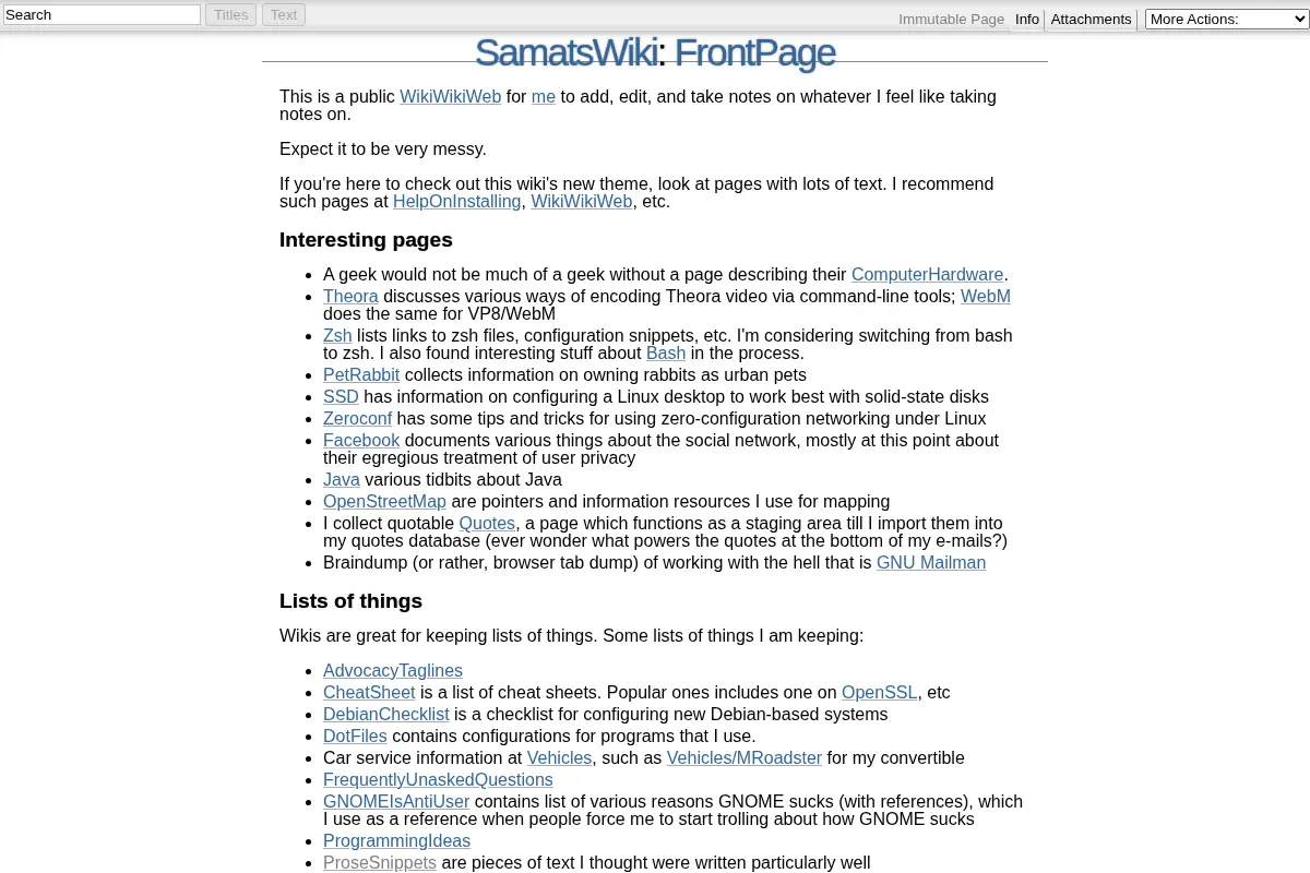 FrontPage - SamatsWiki